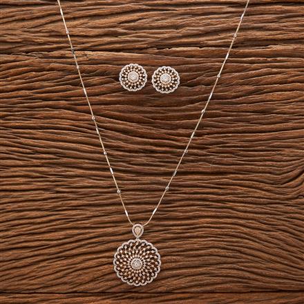 Cubic Zirconia Classic Pendant Set With 2 Tone Plating