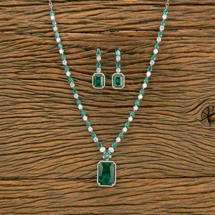 Cubic Zirconia Long Necklace With Rhodium Plating