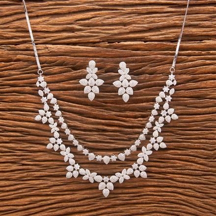 Cubic Zirconia Classic Necklace With 2 Tone Rhodium Plating