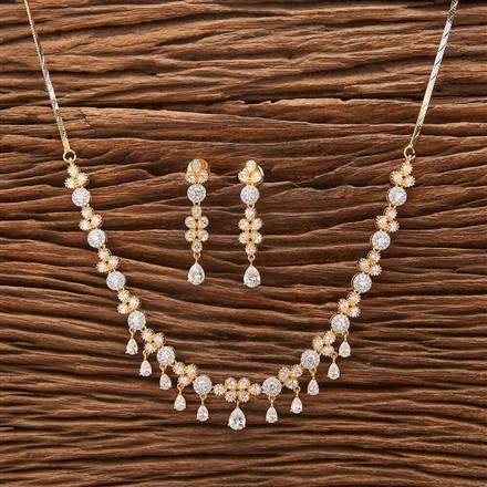 Cubic Zirconia Classic Necklace With 2 Tone Rhodium Plating