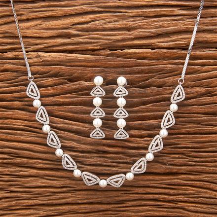 Cubic Zirconia Classic Necklace With 2 Tone Rhodium Plating