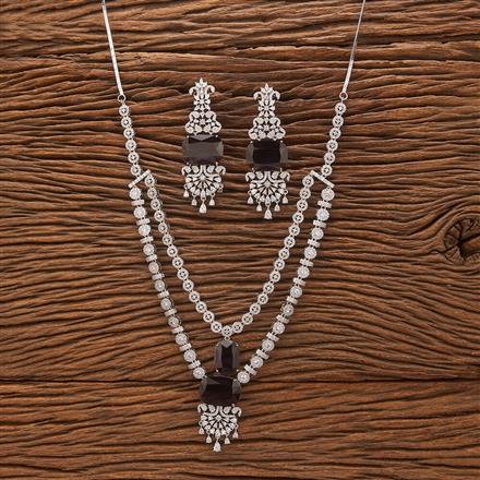 Cubic Zirconia 2 Line Necklace With Rhodium Plating