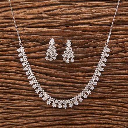 Cubic Zirconia Classic Necklace With 2 Tone Rhodium Plating