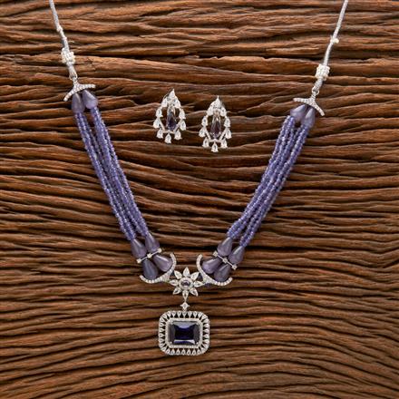 Cz Classic Mala Necklace With Rhodium Plating