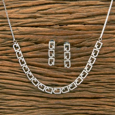 Cubic Zirconia Classic Necklace With Rhodium Plating