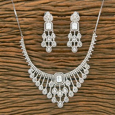 Cubic Zirconia Classic Necklace With Rhodium Plating