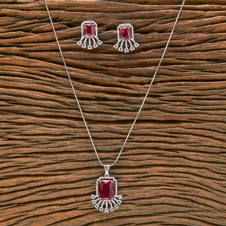 Cz Classic Pendant Set With Rhodium Plating