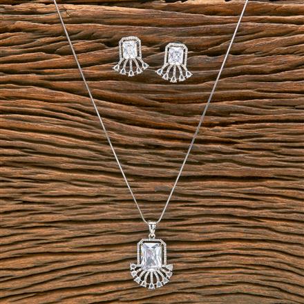 Cz Classic Pendant Set With Rhodium Plating