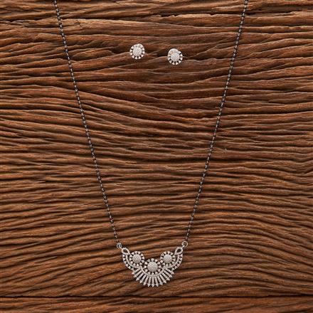 Cubic Zirconia Classic Mangalsutra With Rhodium Plating