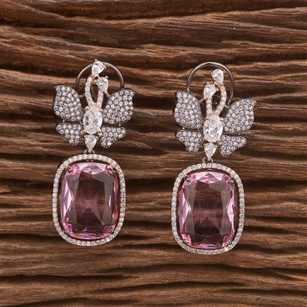 Cubic Zirconia Nano Stone Earring With Black Rose Plating