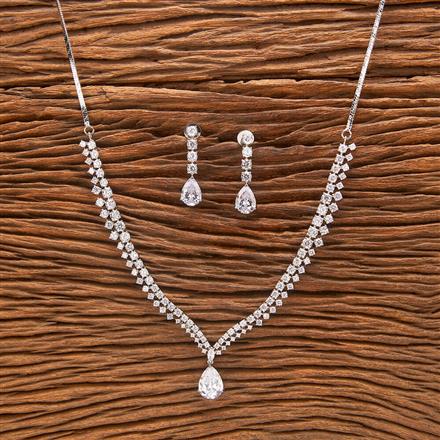 Cubic Zirconia Classic Necklace With Rhodium Plating