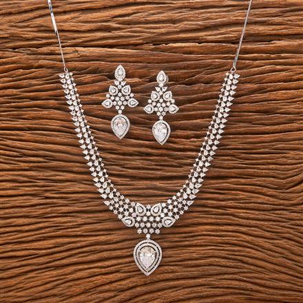 Cubic Zirconia Classic Necklace With Rhodium Plating