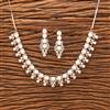 Cubic Zirconia Pearl Necklace With 2 Tone Rhodium Plating