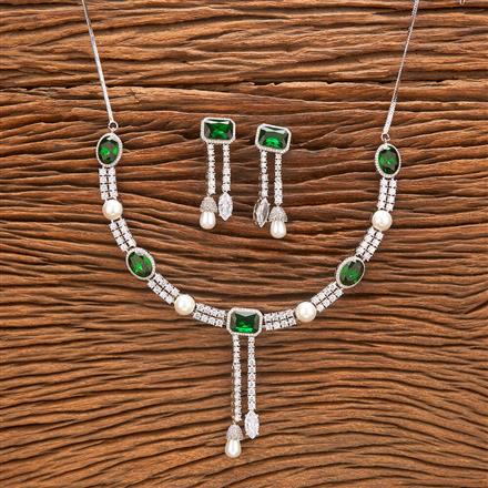 Cubic Zirconia Classic Necklace With Rhodium Plating