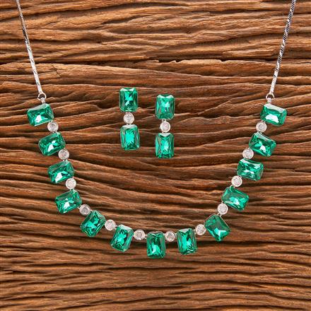 Cubic Zirconia Classic Necklace With Rhodium Plating