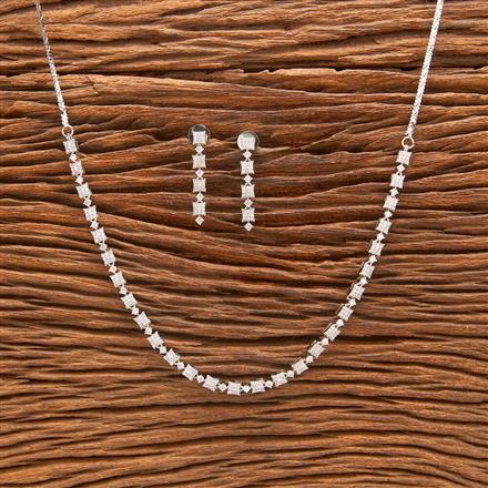 Cubic Zirconia Classic Necklace With Black Rose 2 Tone Rhodium Plating