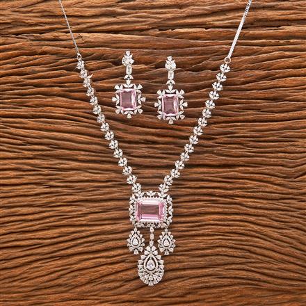 Cubic Zirconia Classic Necklace With Rhodium Plating