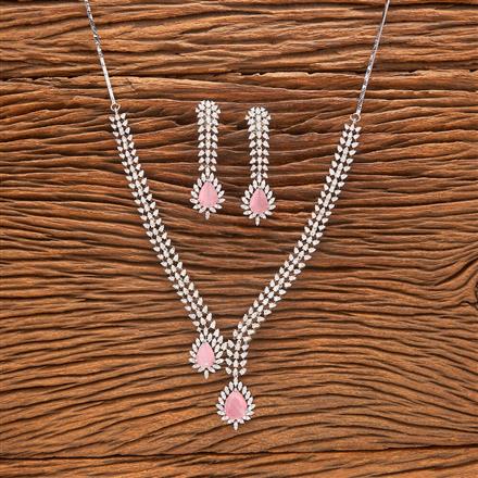 Cubic Zirconia Classic Necklace With Rhodium Plating