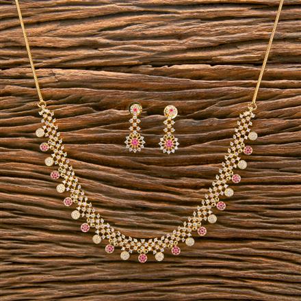 Cz South Indian Necklace With Gold Plating