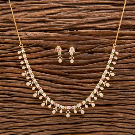 Cz South Indian Necklace With Gold Plating