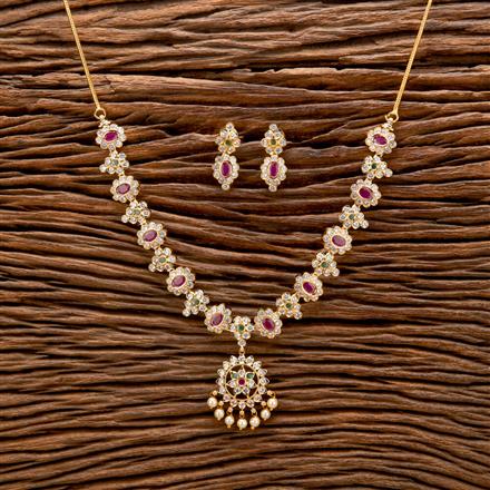 Cz South Indian Necklace With Gold Plating