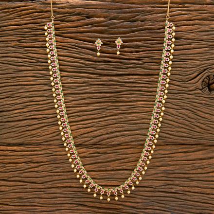 Cz Long Necklace With Gold Plating