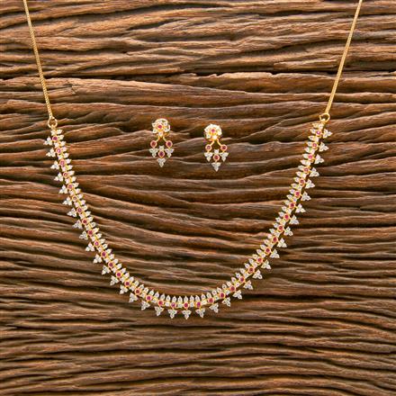 Cz South Indian Necklace With Gold Plating