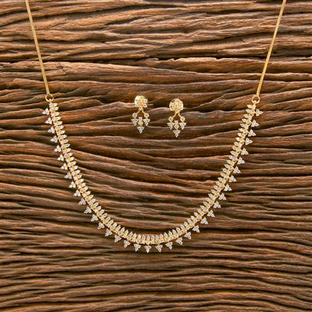 Cz South Indian Necklace With Gold Plating