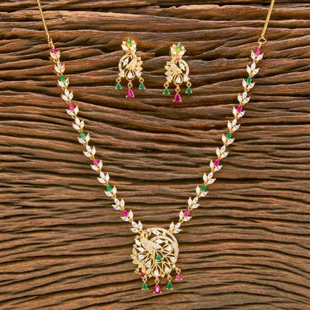 Cz South Indian Necklace With Gold Plating