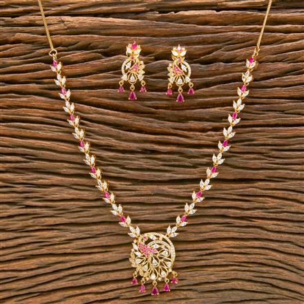 Cz South Indian Necklace With Gold Plating