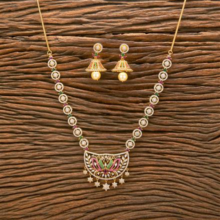 Cz South Indian Necklace With Gold Plating