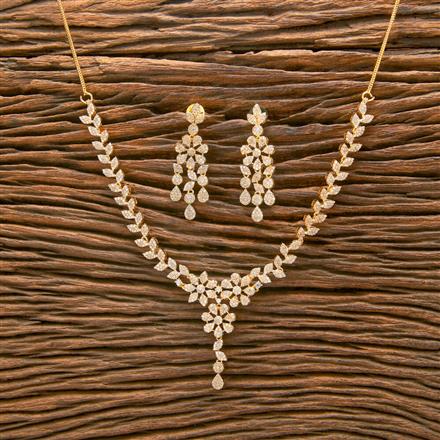 Cz South Indian Necklace With Gold Plating