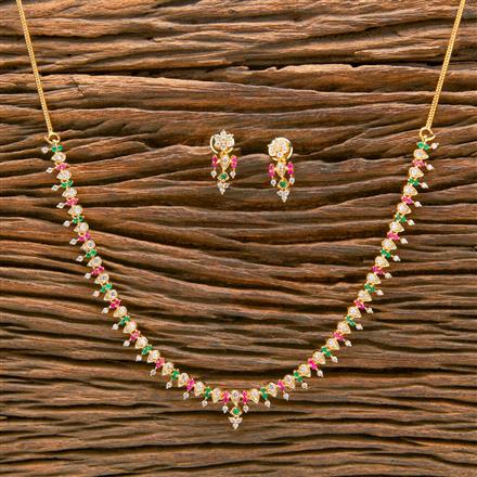 Cz South Indian Necklace With Gold Plating