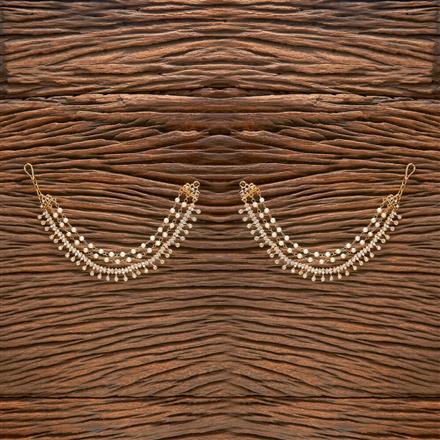 Cz South Indian Ear Chain With Gold Plating