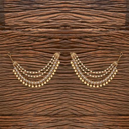 Cz South Indian Ear Chain With Gold Plating