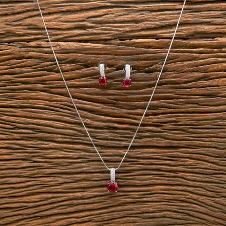 Cz Classic Pendant Set With Rhodium Plating
