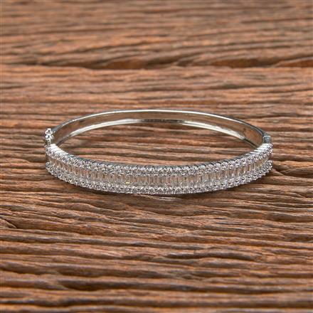 Cz Classic Kada With 2 Tone Rhodium Plating