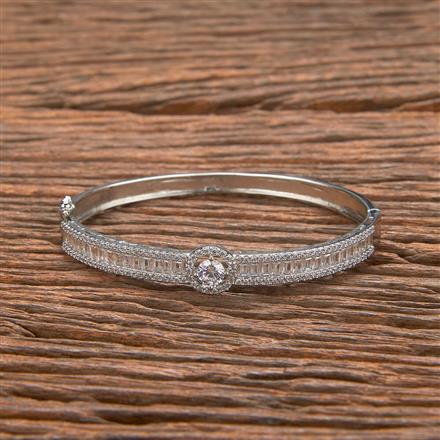 Cz Classic Kada With 2 Tone Rhodium Plating