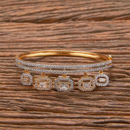 Cz Classic Kada With 2 Tone Rhodium Plating