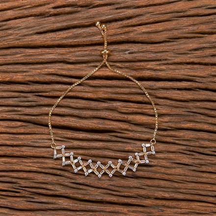 Cz Adjustable Bracelet With 2 Tone Rhodium Plating