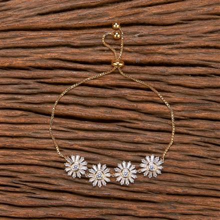 Cz Adjustable Bracelet With 2 Tone Rhodium Plating