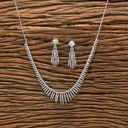 Cz Classic Necklace With 2 Tone Rhodium Plating