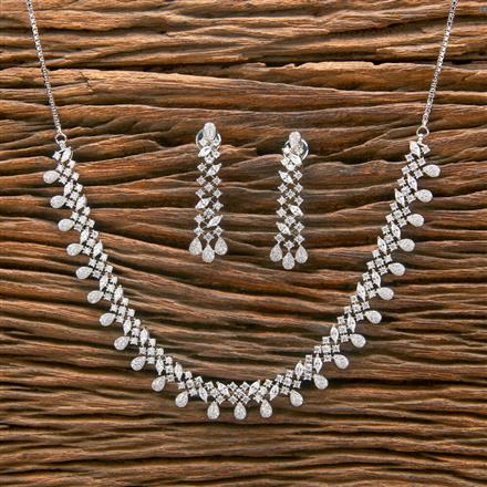 Cz Classic Necklace With 2 Tone Rhodium Plating