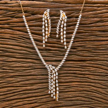 Cz Classic Necklace With 2 Tone Rhodium Plating