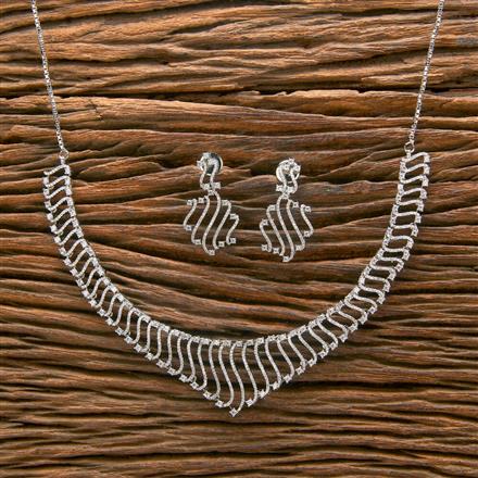 Cz Classic Necklace With 2 Tone Rhodium Plating