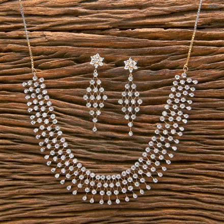 Cz Classic Necklace With 2 Tone Rhodium Plating