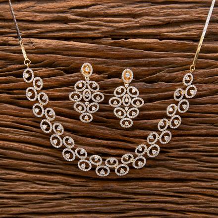 Cz Classic Necklace With Rhodium 2 Tone Plating