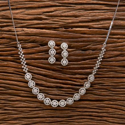 Cz Classic Necklace With Black Rose 2 Tone Rhodium Plating
