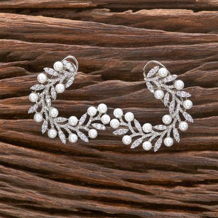 Cz Classic Earring With 2 Tone Rhodium Plating