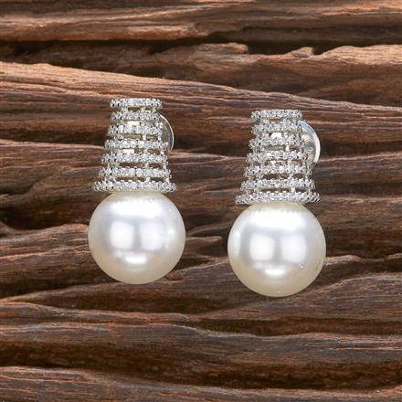 Cz Classic Earring With 2 Tone Rhodium Plating